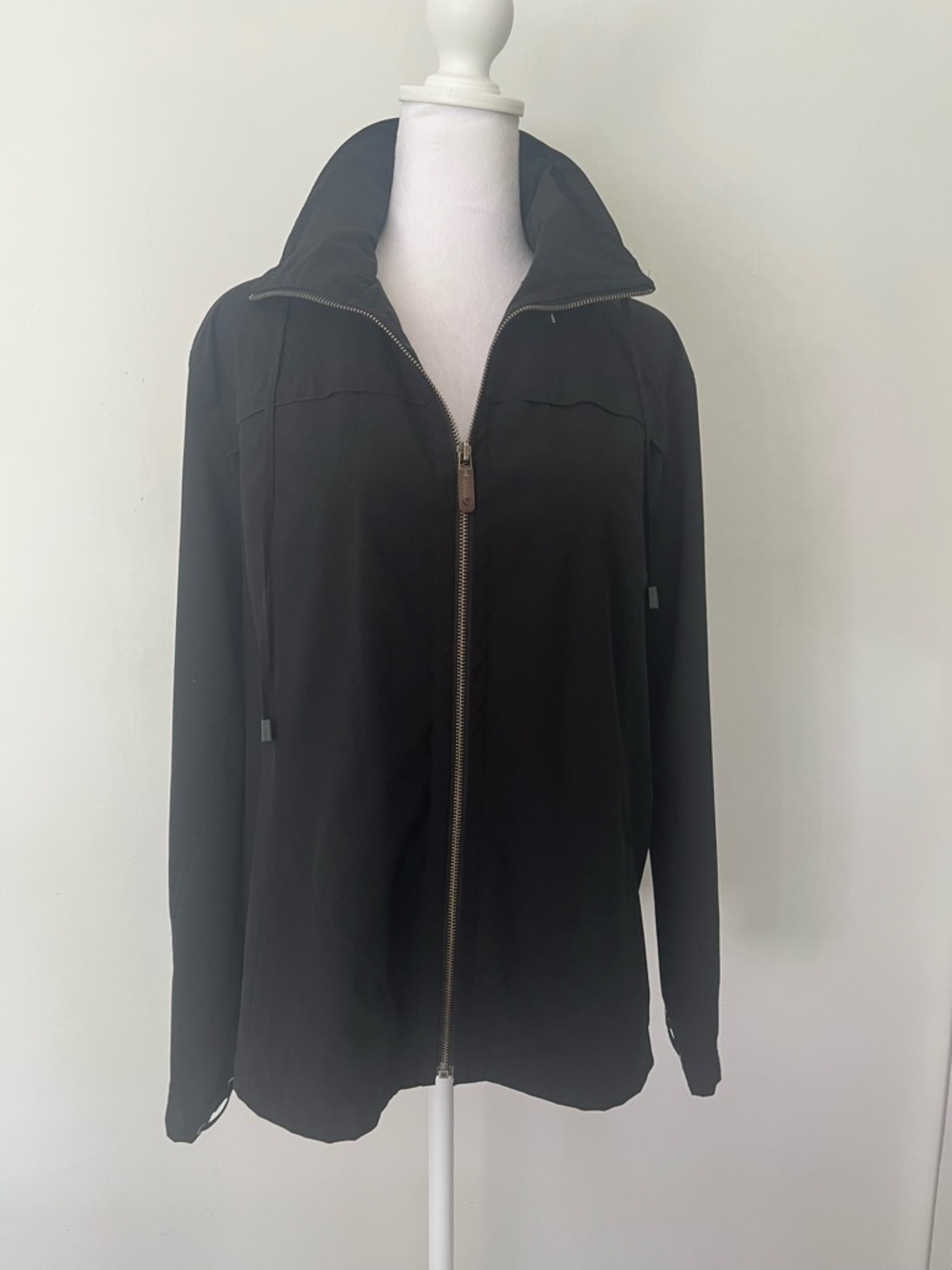 Chico's Black Full-Zip Utility Jacket with Stand Collar